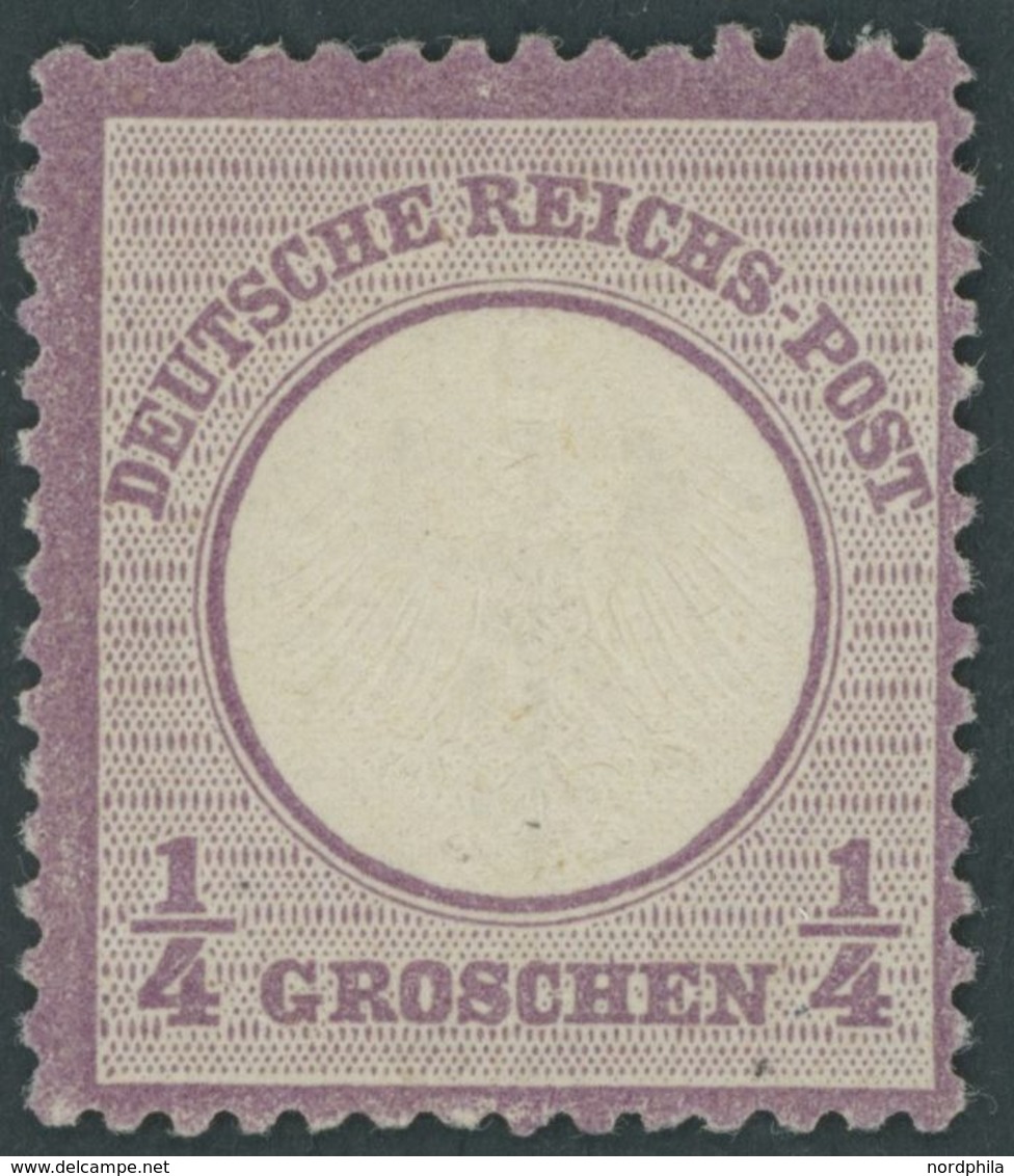 Dt. Reich 1 *, 1872, 1/4 Gr. Grauviolett, Falzrest, Farbfrisches Prachtstück, Gepr. Hennies Mit Befund, Mi. 300.- - Gebraucht