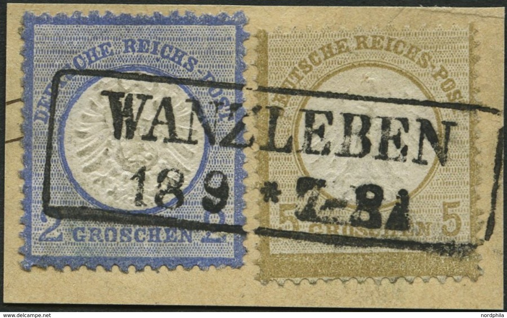 Dt. Reich 6,20 BrfStk, Mischfrankatur: 1872, 5 Gr. Mittelockerbraun Und 2 Gr. Ultramarin, R2 WANZLEBEN, Prachtbriefstück - Used Stamps