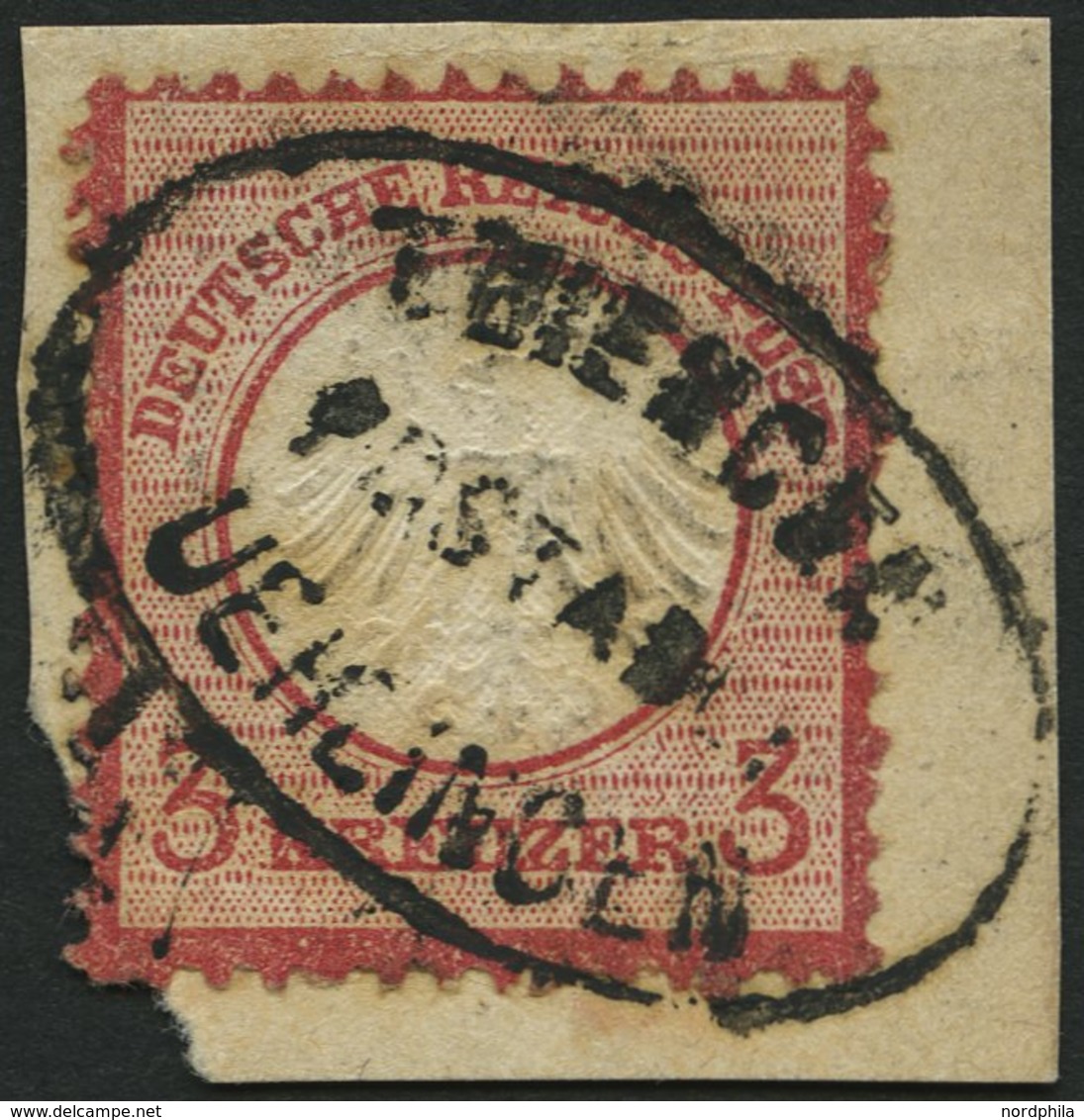 Dt. Reich 9 BrfStk, 1872, 3 Kr. Karmin, Postablagestempel THIENGEN/UEHLINGEN, Leichte Patina Sonst Prachtbriefstück, Fot - Usati