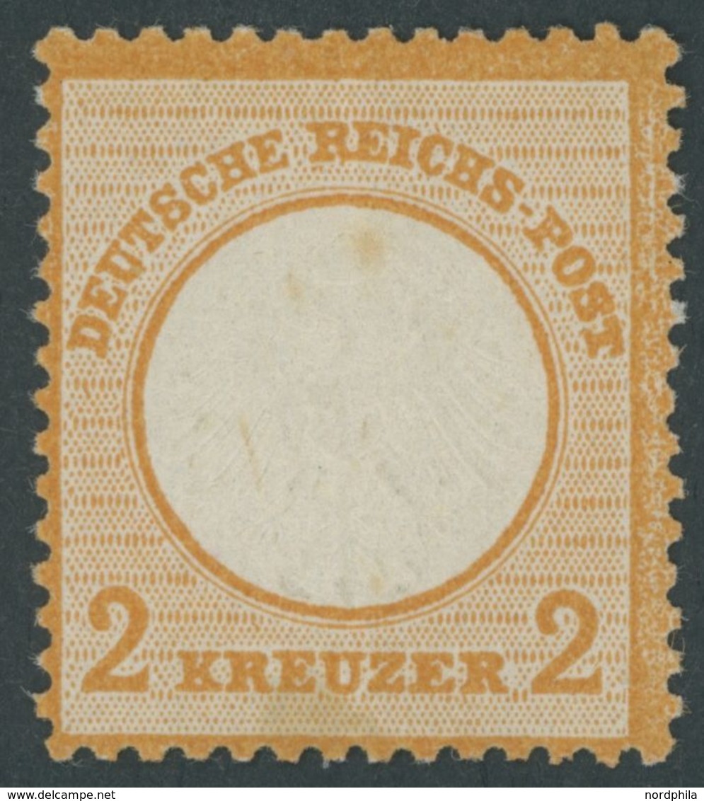 Dt. Reich 15 **, 1872, 2 Kr. Orange, Gelblicher Fleck Im Prägefeld Sonst Postfrisch Pracht, Gepr. Hennies Mit Befund, Mi - Oblitérés