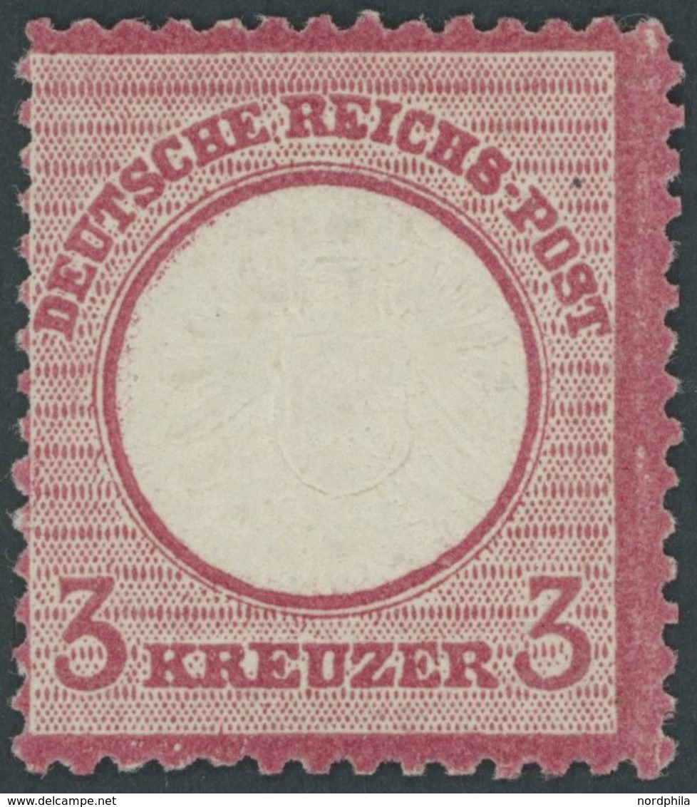 Dt. Reich 25 **, 1872, 3 Kr. Rotkarmin, Leicht Dezentriert, Postfrisch, Pracht, Gepr. Hennies, Mi. 100.- - Gebraucht