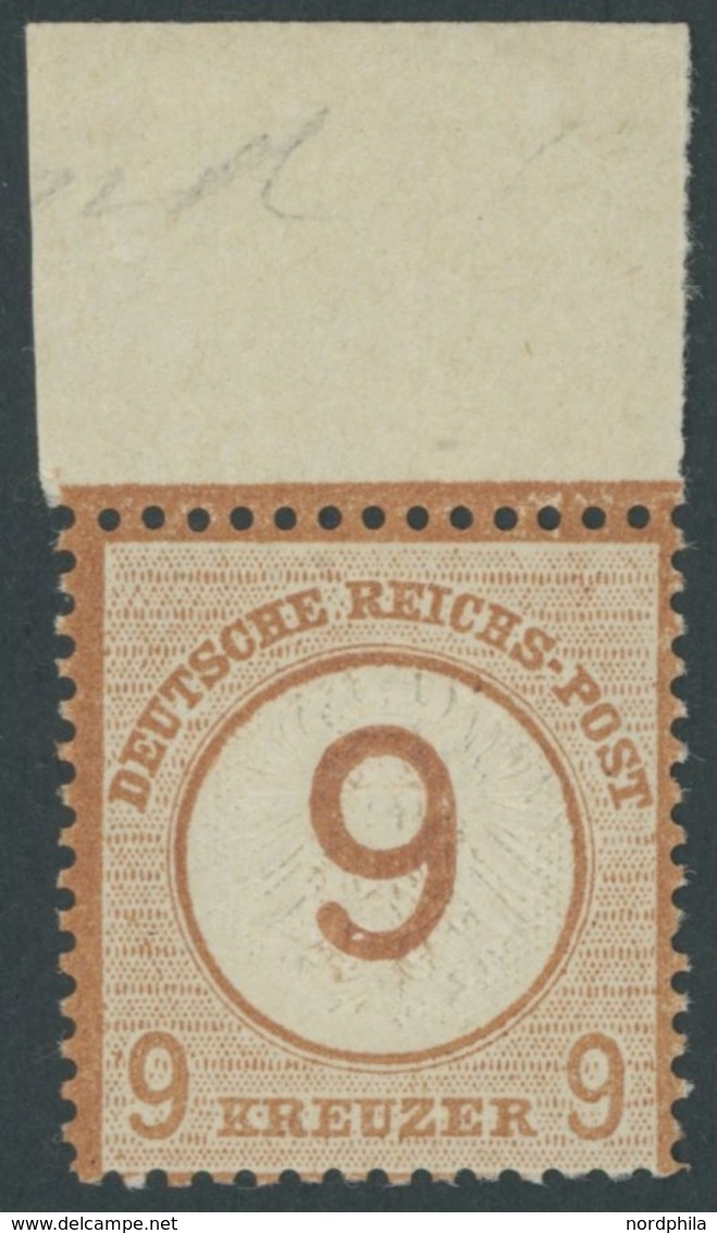 Dt. Reich 30 **, 1874, 9 Auf 9 Kr. Braunorange Mit Breitem Oberrand, Postfrisch, Pracht, Fotobefund Sommer - Oblitérés