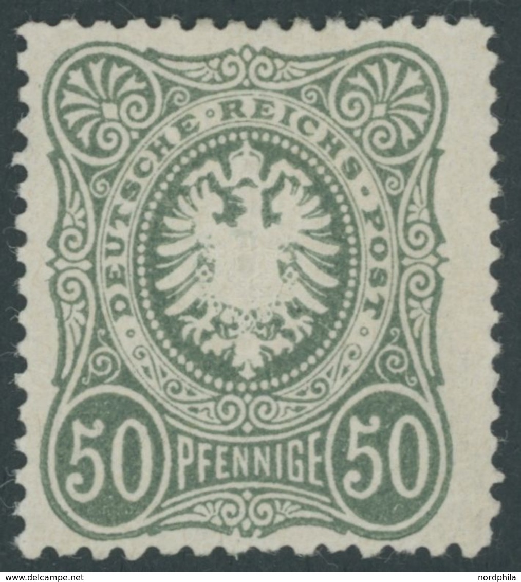 Dt. Reich 38a *, 1877, 50 Pfe. Grauoliv, Farbfrisches Prachtstück, Fotoattest Jäschke-L., Mi. 2500.- - Usados