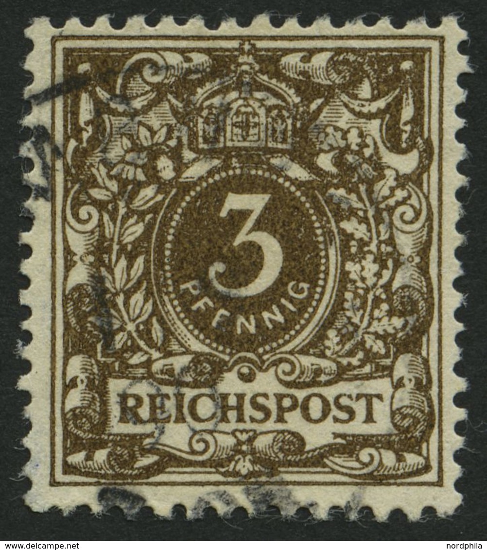 Dt. Reich 45aa O, 1889, 3 Pf. Dunkelbraun, Feinst, Gepr. Zenker, Mi. 85.- - Usados