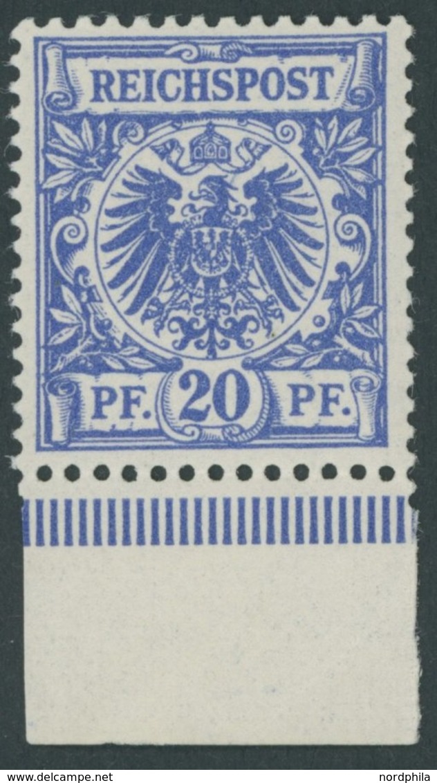 Dt. Reich 48d **, 1889, 20 Pf. Violettultramarin, Unterrandstück, Normale Zähnung, Postfrisch, Pracht, Gepr. Zenker, Mi. - Gebraucht