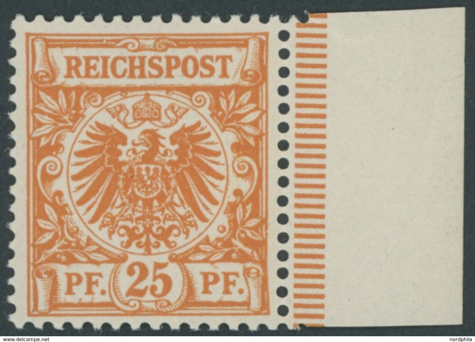 Dt. Reich 49ba **, 1898, 25 Pf. Rotorange, Rechtes Randstück, Postfrisch, Kabinett, Fotobefund Zenker, Mi. (320.-) - Usati