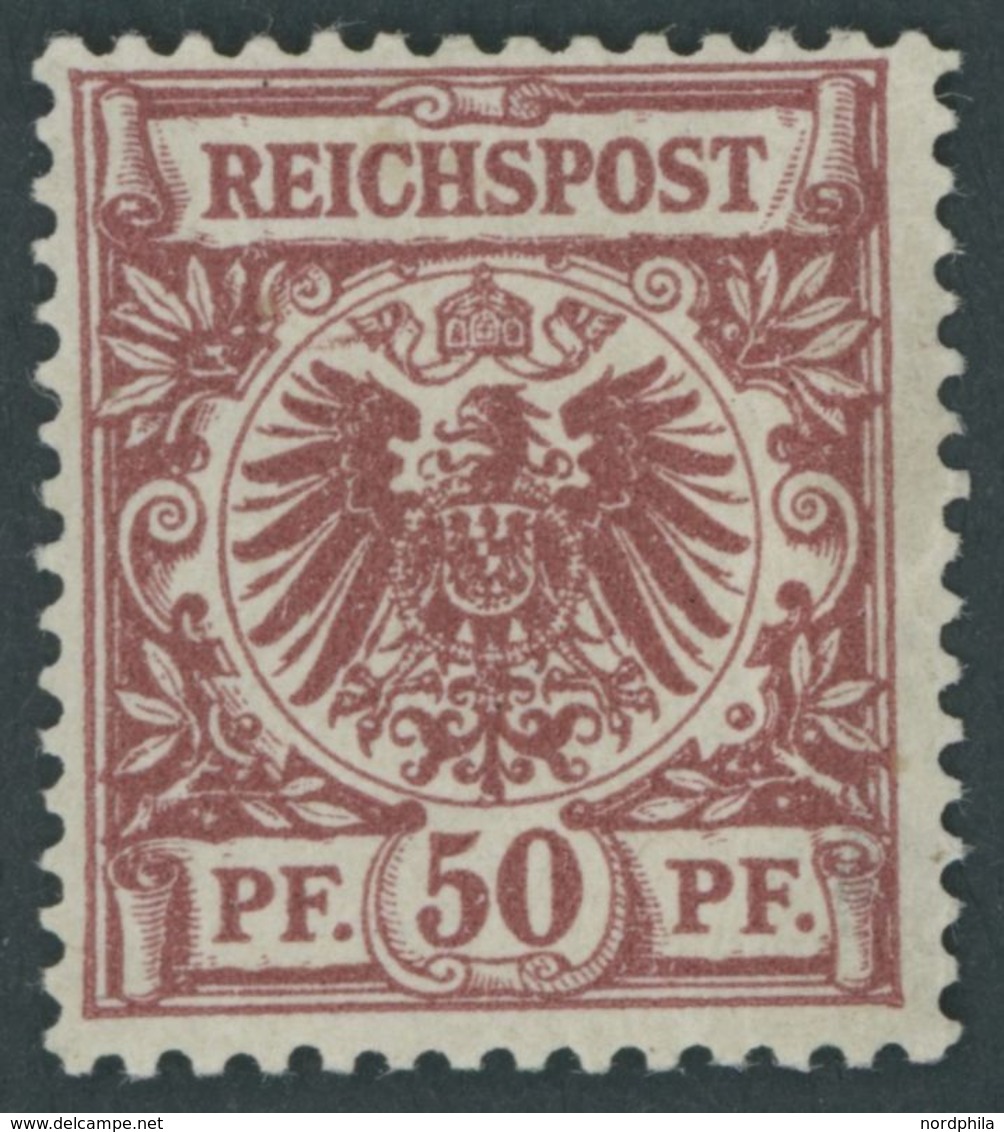 Dt. Reich 50ab *, 1889, 50 Pf. Dunkelfeuerrot, Falzreste, Farbfrisches Kabinettstück, R!, Mehrfach Geprüft Und Fotoattes - Usados