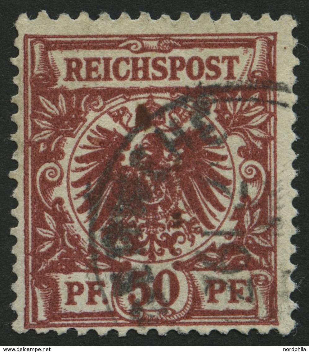 Dt. Reich 50ab O, 1889, 50 Pf. Dunkelfeuerrot, Normale Zähnung, Pracht, Gepr. Jäschke-L., Mi. 280.- - Used Stamps