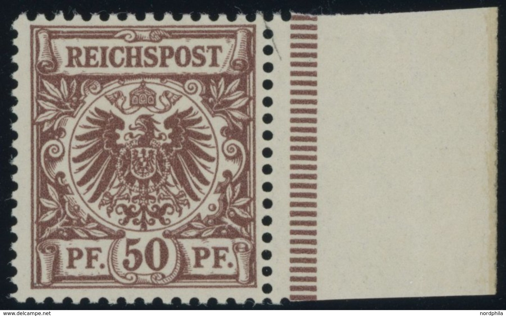 Dt. Reich 50da **, 1897, 50 Pf. Dunkellilabraun Mit Breitem Rechten Seitenrand, Postfrisch, Kabinett, Fotoattest Jäschke - Gebraucht