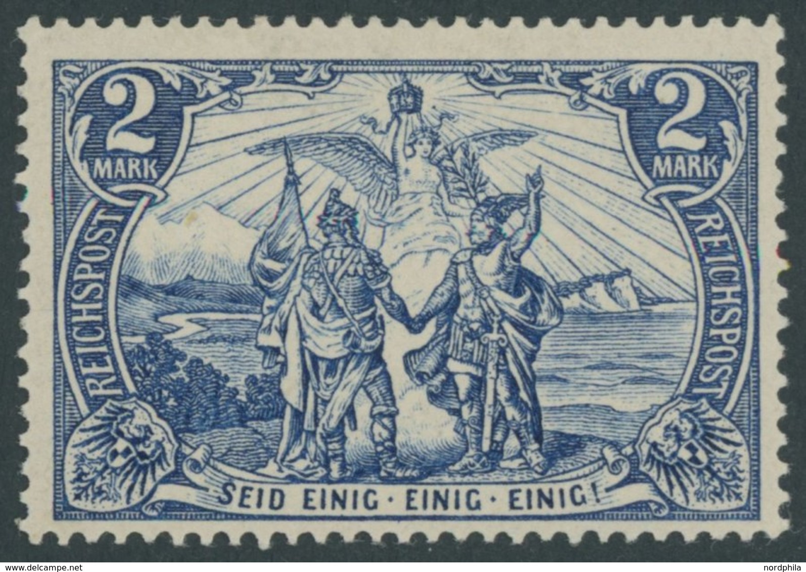 Dt. Reich 64I *, 1900, 2 M. Reichspost, Type I, Falzrest, Pracht, Mi. 140.- - Usati