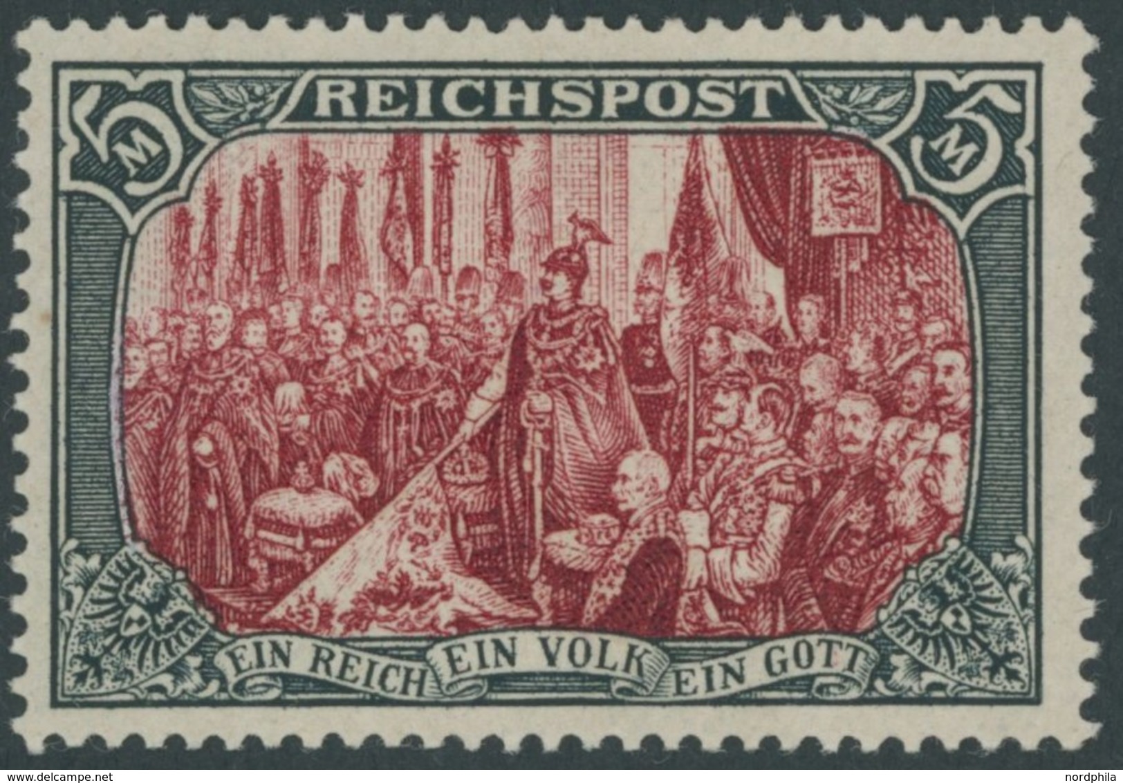 Dt. Reich 66IV *, 1900, 5 M. Reichspost, Type I, Nachmalung Nur Mit Deckweiß, Falzrest, Kabinett, Mi. 800.- - Used Stamps