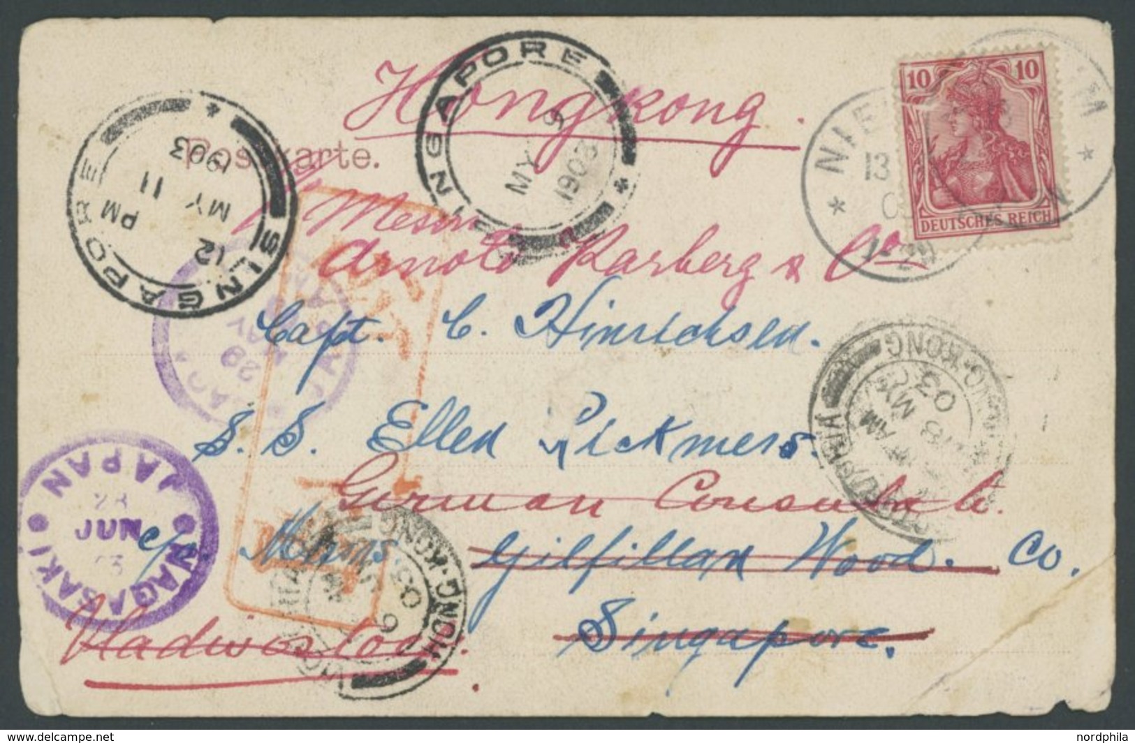 Dt. Reich 71 BRIEF, 1903, Ansichtskarte Aus Nieblum (Föhr) Mit Fehlerhafter 10 Pf. Germania, Weitergeleitete Interessant - Used Stamps