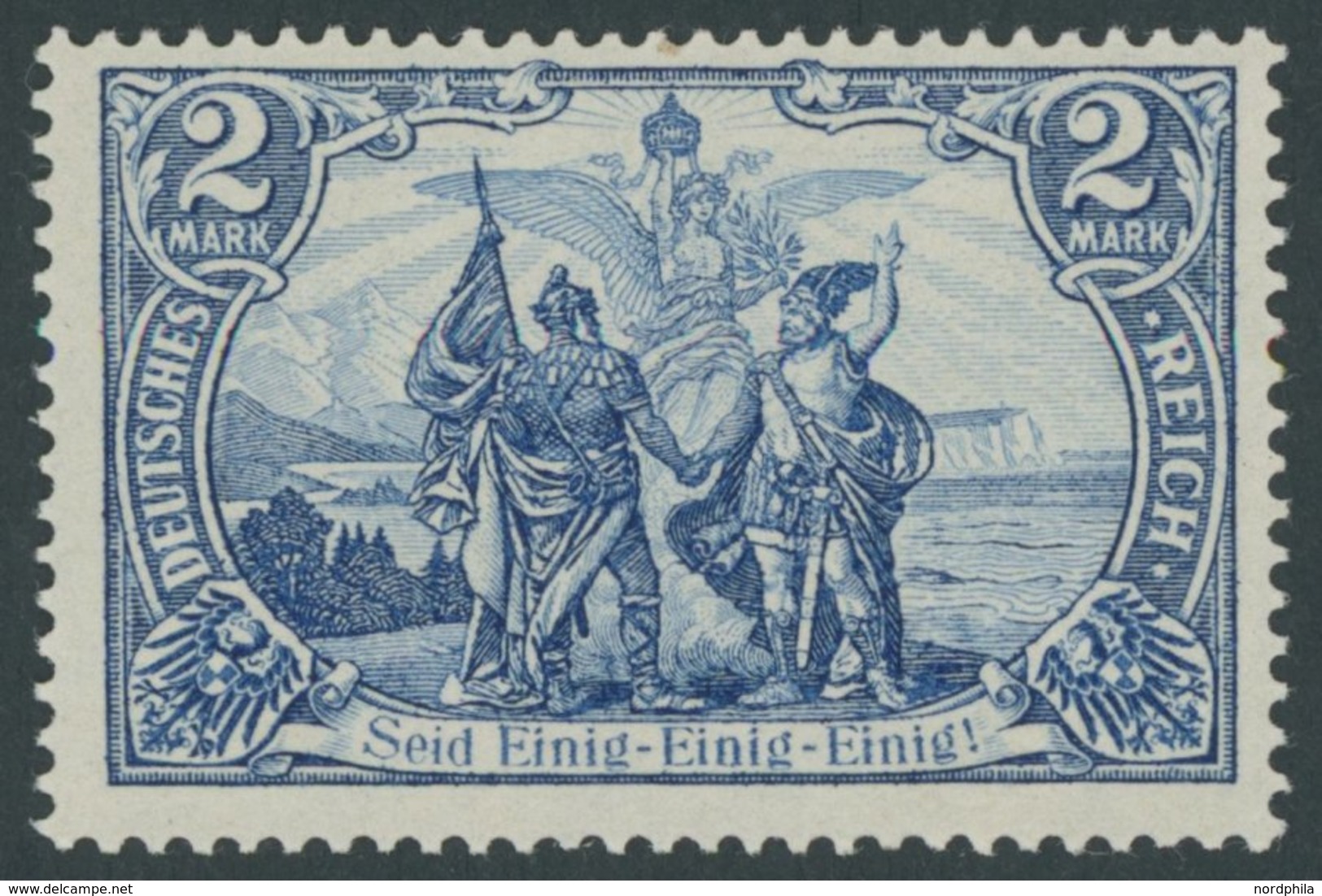 Dt. Reich 82A **, 1902, 2 M. Blau, Gezähnt A, Ohne Wz., Postfrisch, Pracht, Fotoattest Jäschke, Mi. 500.- - Usati