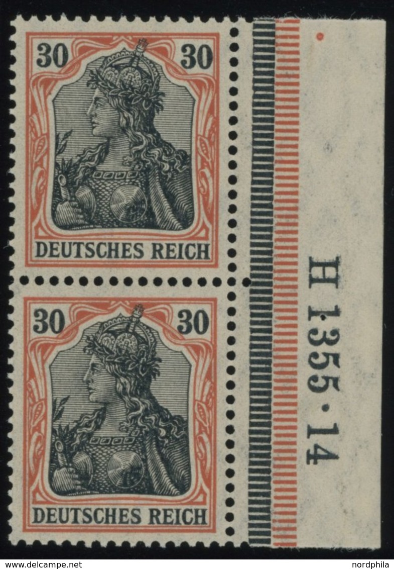 Dt. Reich 89Ix HAN **, 1905, 30 Pf. Rötlichorange/schwarz Auf Chromgelb Friedensdruck Im Senkrechten Paar Mit HAN H 1355 - Usados