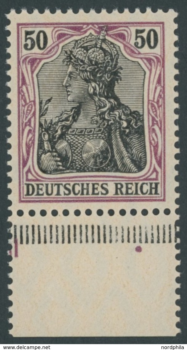 Dt. Reich 91Ix **, 1905, 50 Pf. Graulila/schwarz Friedensdruck, Unterrandstück, Postfrisch, Pracht, Gepr. Jäschke, Mi. 2 - Oblitérés