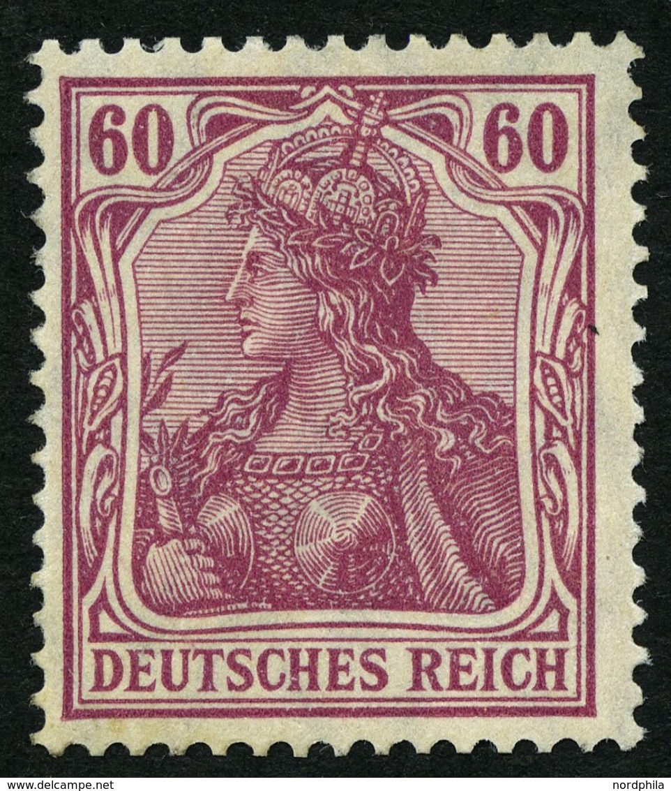 Dt. Reich 92Ia *, 1911, 60 Pf. Graulila Friedensdruck, Pracht, Gepr. Jäschke, Mi. 250.- - Oblitérés