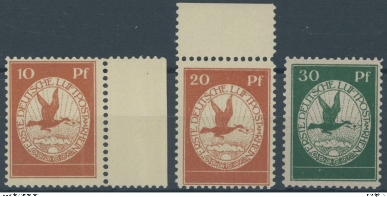 Dt. Reich I-III **, 1912, Flugpost Am Rhein Und Main, Postfrischer Prachtsatz, Mi. 230.- - Used Stamps