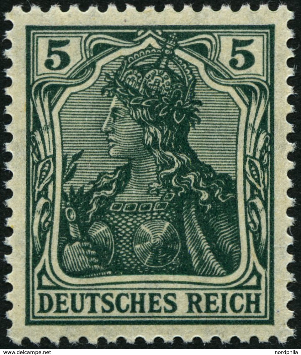Dt. Reich 85IIe **, 1918, 5 Pf. Schwarzopalgrün Kriegsdruck, Pracht, Gepr. Jäschke-L., Mi. 400.- - Gebraucht