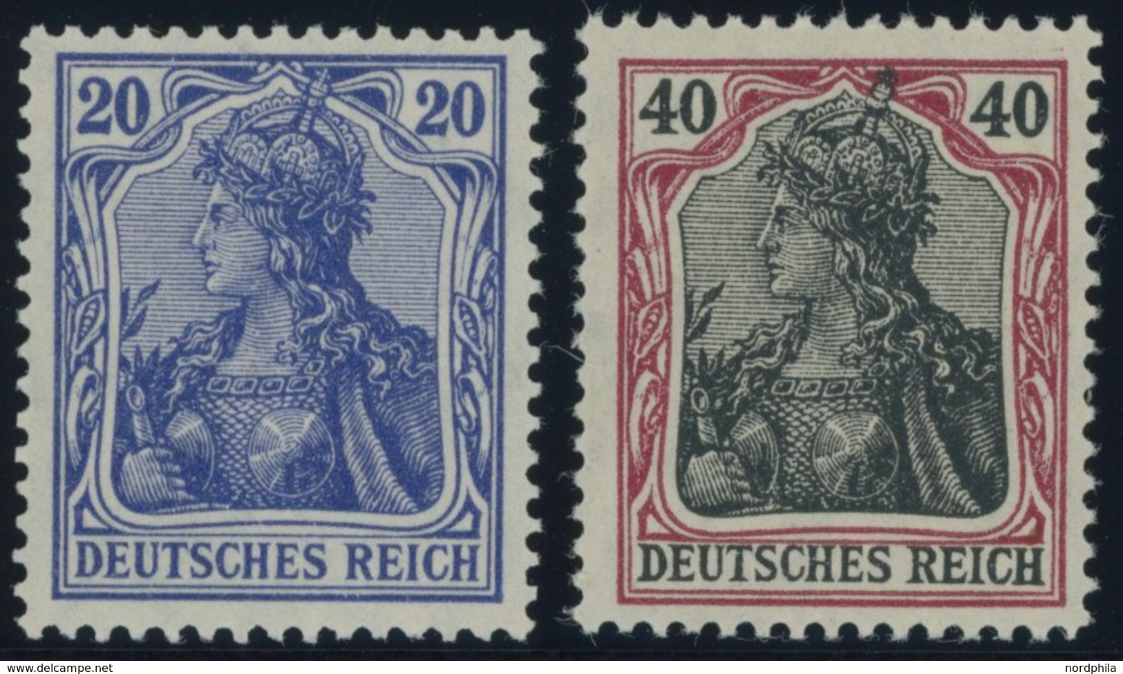 Dt. Reich 97IIa,90IIa **, 1915/6, 5 M. Kriegsdruck, Gezähnt A Und 40 Pf. Dunkelrötlichkarmin/schwarz, Postfrisch, 2 Prac - Usati