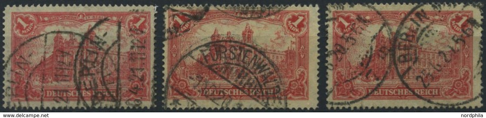 Dt. Reich A 113II,III,IV O, 1920, 1 M. Rot, 3 Plattenfehler, Feinst/Pracht, Gepr. Infla, Mi. 185.- - Usados