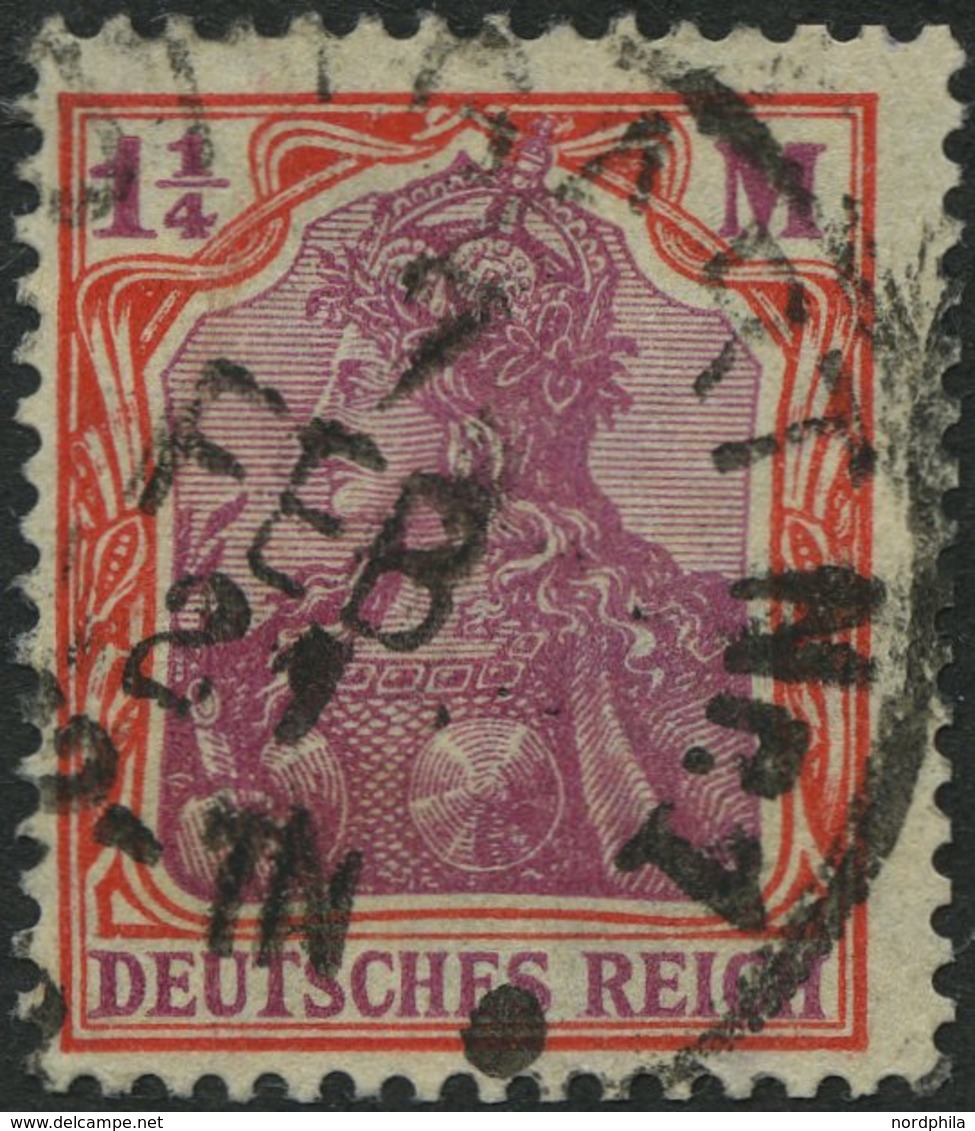 Dt. Reich 151Y O, 1920, 11/4 M. Orangerot/dunkelkarminlila, Wz. Kreuzblüten, Zähnung Zweiseitig Korrigiert Sonst Pracht, - Gebraucht