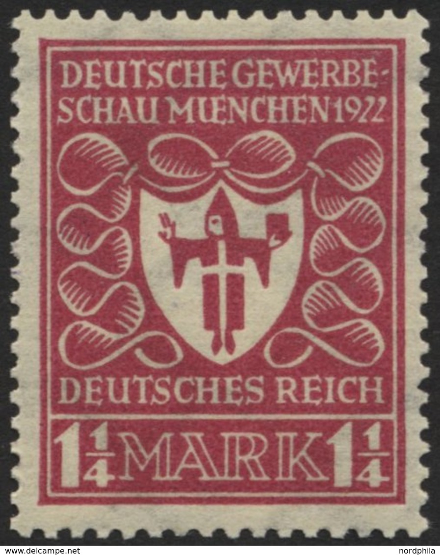 Dt. Reich 199b **, 1922, 11/4 M. Hellilarosa Gewerbeschau, Pracht, Gepr. Dr. Hochstädter, Mi. 90.- - Gebraucht