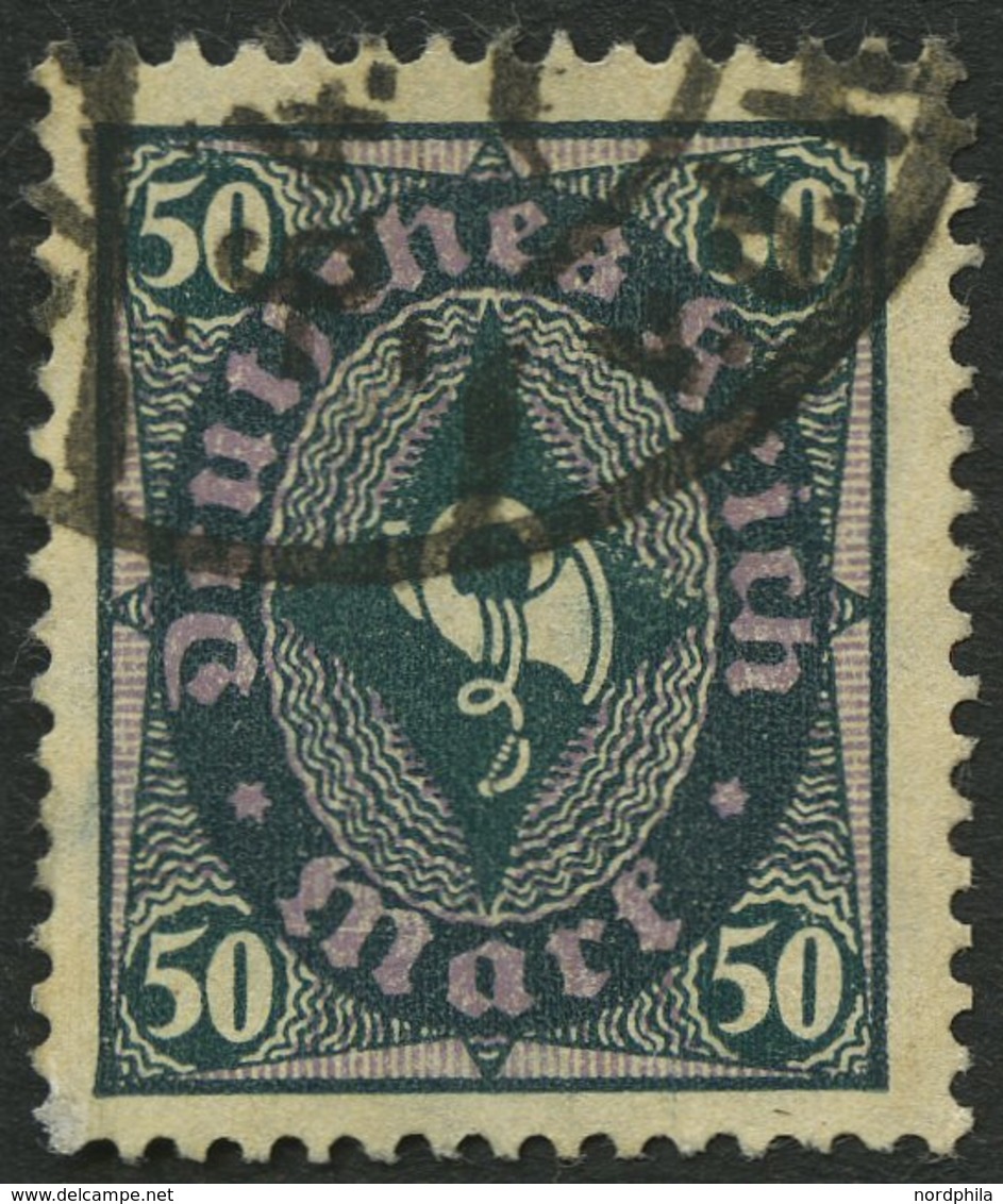 Dt. Reich 209PY O, 1922, 50 M. Schwarzbläulichgrün, Wz. Kreuzblüten, Kleine Zähnungsunebenheiten Sonst Pracht, Gepr. Dr. - Usati