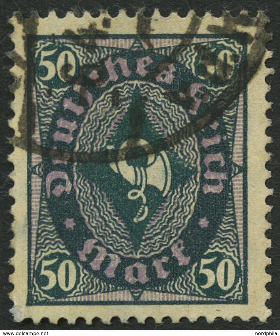 Dt. Reich 209PY O, 1922, 50 M. Schwarzbläulichgrün, Wz. Kreuzblüten, Kleine Zähnungsunebenheiten Sonst Pracht, Gepr. Dr. - Used Stamps