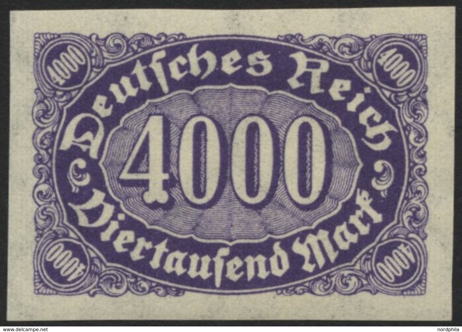 Dt. Reich 255U **, 1923, 4000 M. Dunkelbläulichviolett, Ungezähnt, Pracht, Mi. 150.- - Gebraucht