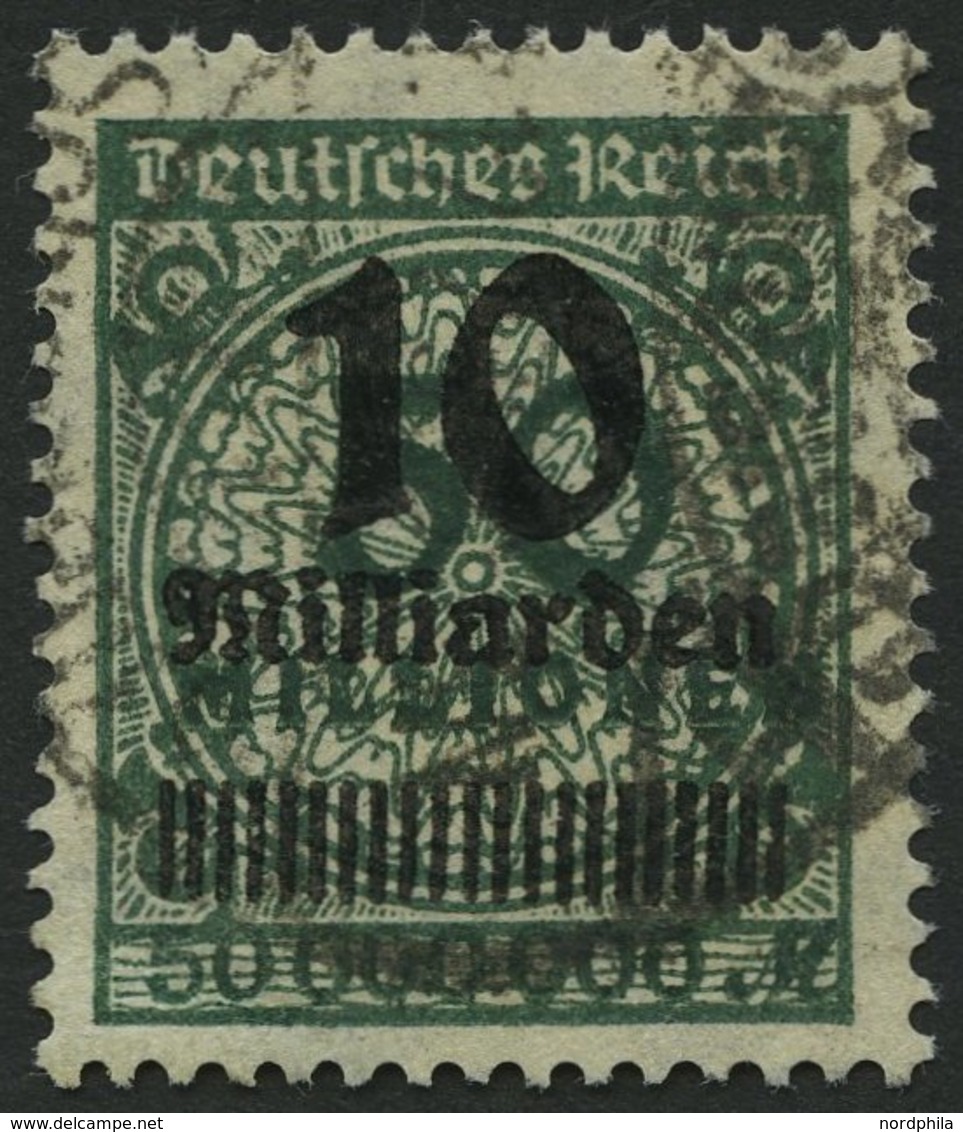 Dt. Reich 336AWb O, 1923, 10 Mrd. Auf 50 Mio. M. Schwarzopalgrün, Walzendruck, Pracht, Gepr. Dr. Oechsner, Mi. 2000.- - Gebraucht