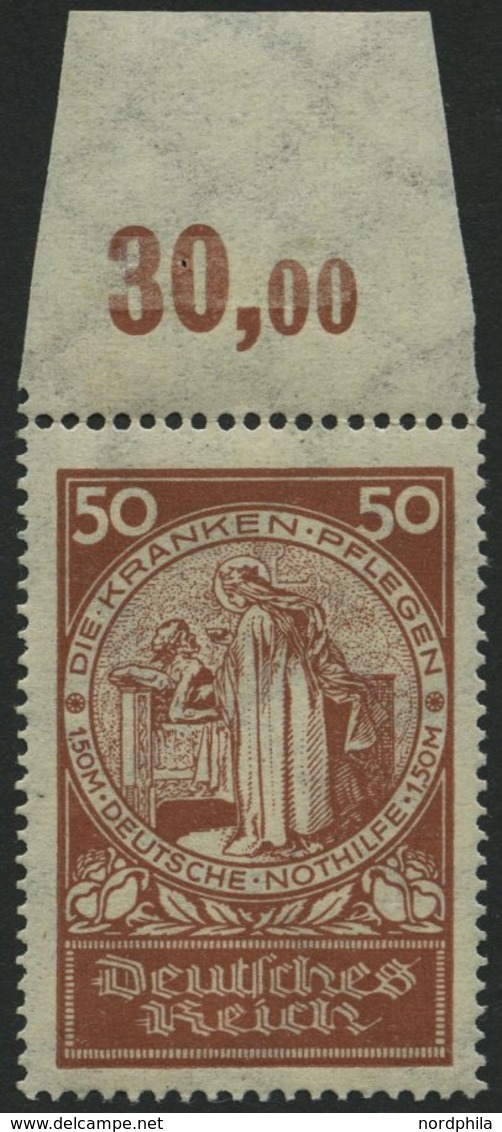 Dt. Reich 354 **, 1924, 50 Pf. Nothilfe, Oberrandstück, Pracht, Mi. 120.- - Usados