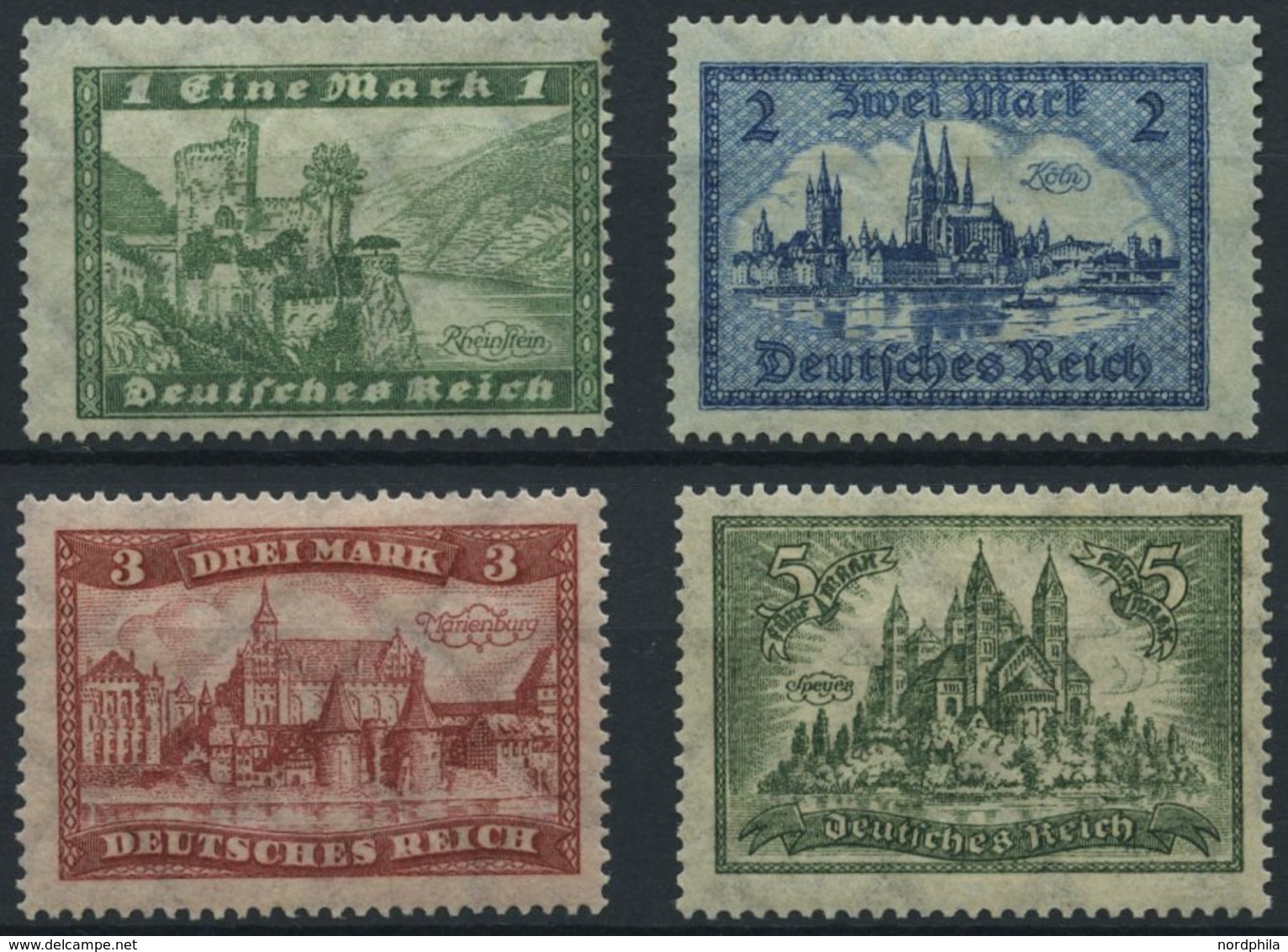 Dt. Reich 364-67 *, 1924, Bauwerke, Falzrest, Prachtsatz, Mi. 100.- - Usados