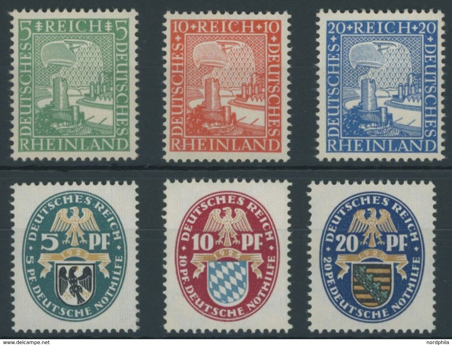 Dt. Reich 372-77 **, 1925, Rheinland Und Nothilfe, 2 Postfrische Prachtsätze, Mi. 105.- - Gebraucht