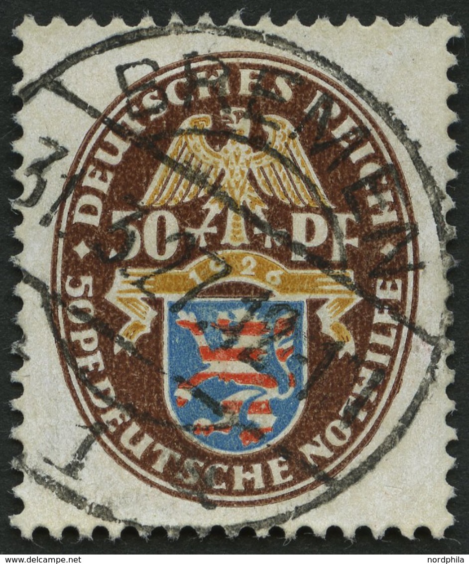 Dt. Reich 401X O, 1926, 50 Pf. Nothilfe, Wz. Stehend, Pracht, Mi. 130.- - Gebraucht