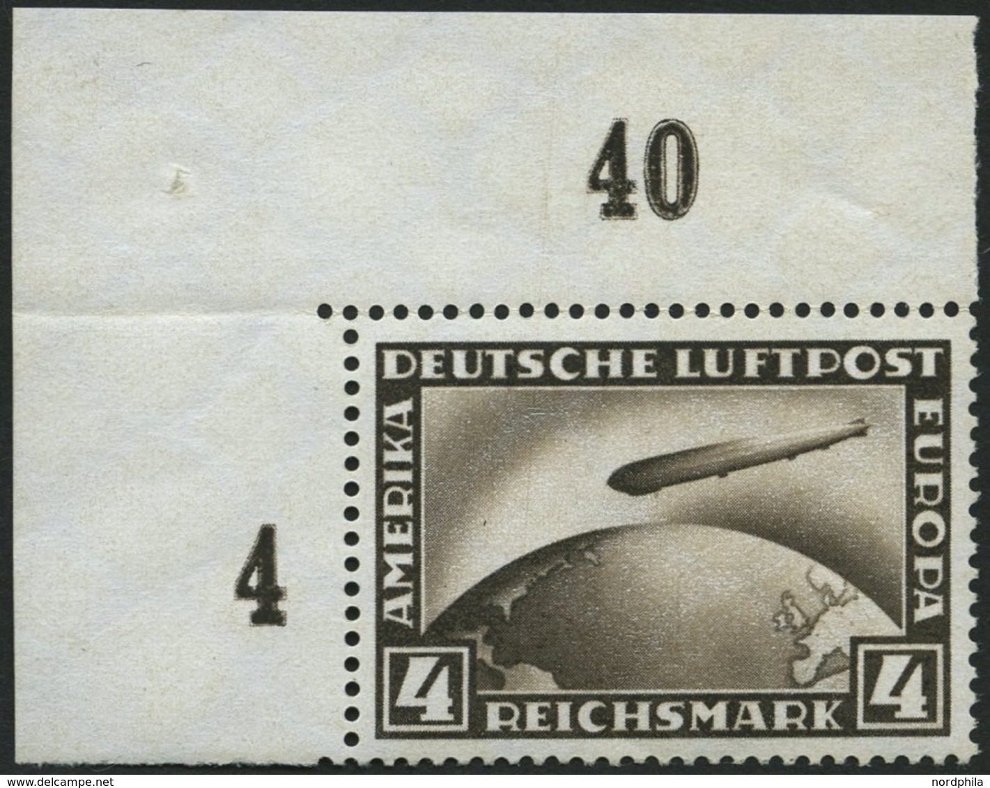 Dt. Reich 424 **, 1928, 4 RM Graf Zeppelin, Pracht, Mi. 130.- - Usati