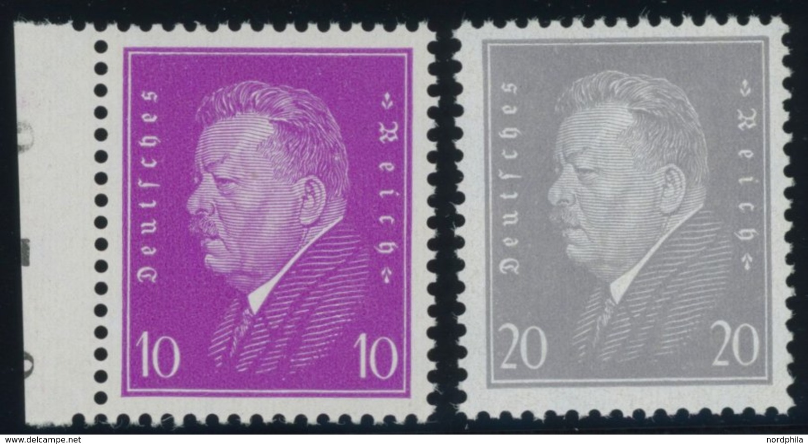 Dt. Reich 435/6 **, 1930, 10 Und 20 Pf. Reichspräsidenten, Postfrisch, 2 Prachtwerte, Mi. 90.- - Usados