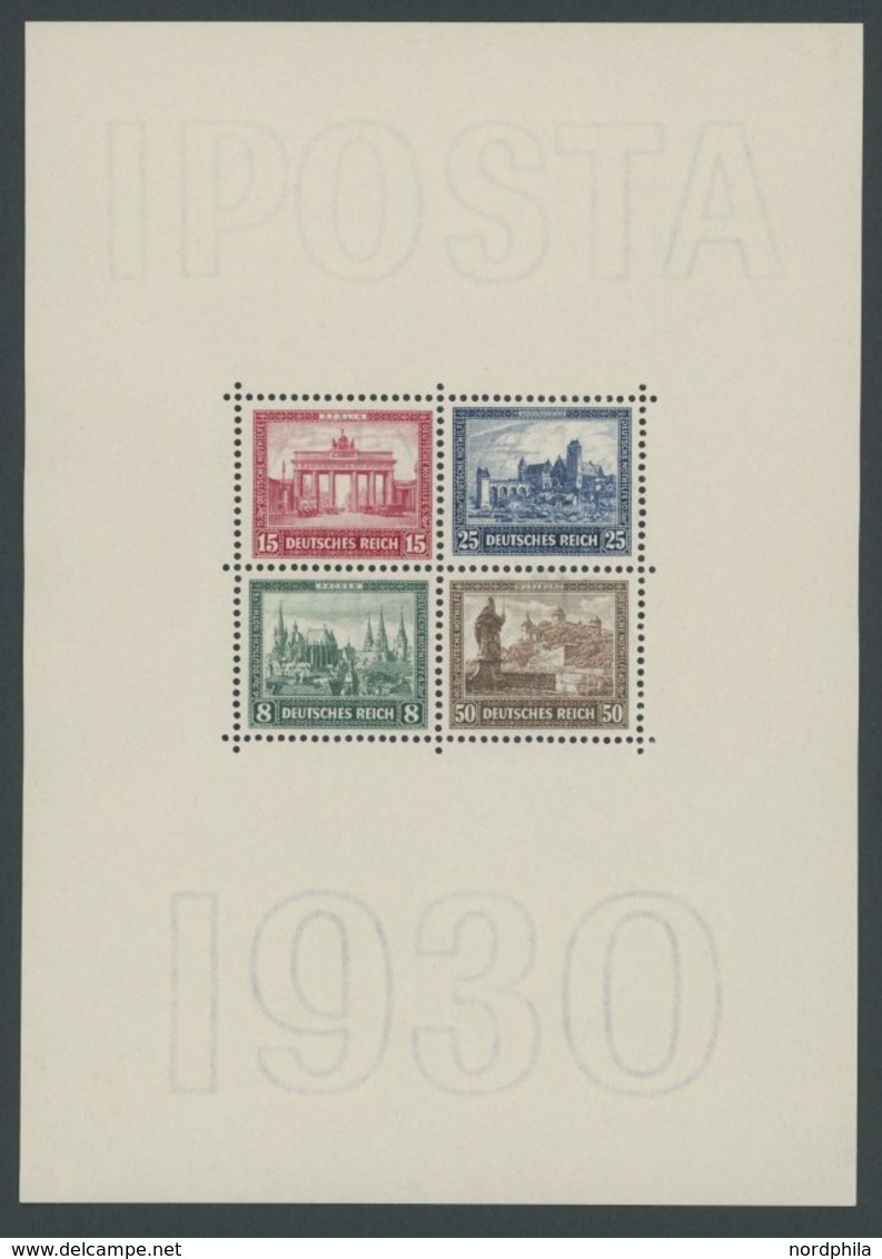 Dt. Reich Bl. 1 **, 1930, Block IPOSTA, Postfrisch, Unsigniert, Fotoattest H.D. Schlegel: Das Prüfstück Weist Rückseitig - Usados