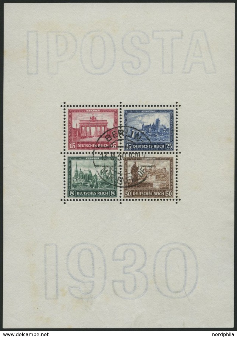 Dt. Reich Bl. 1 O, 1930, Block IPOSTA, Minimal Fleckiger Rand Sonst Pracht, Mi. 2000.- - Usados