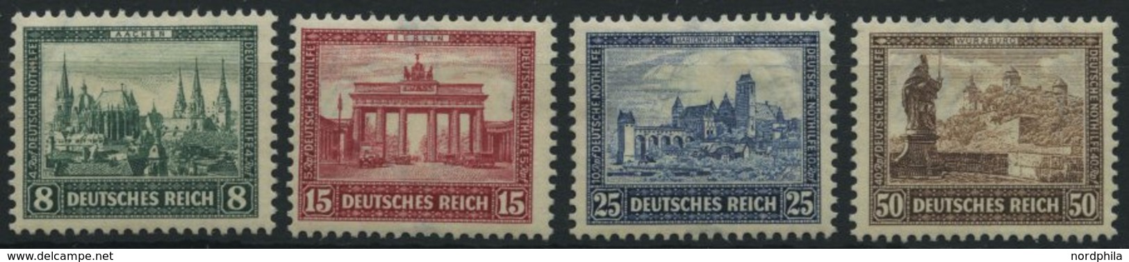 Dt. Reich 446-49 *, 1930, IPOSTA, Großer Falzrest, Prachtsatz, Mi. 160.- - Gebraucht