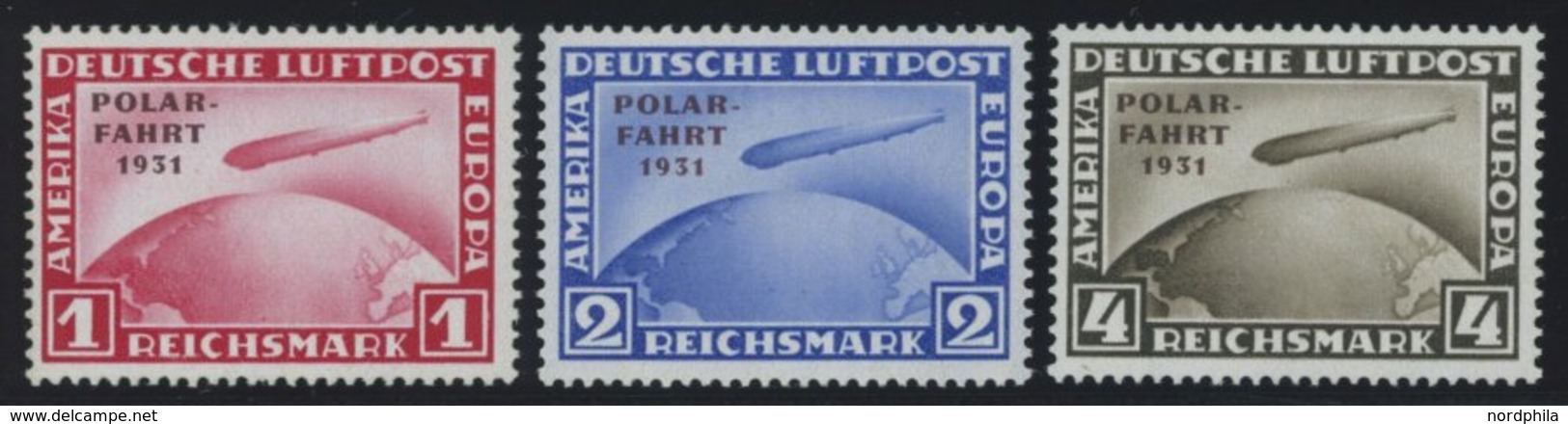 Dt. Reich 456-58 **, 1931, Polarfahrt, Postfrischer Prachtsatz, Gepr. Grabowski Und Fotoattest H.G. Schlegel: Die Erhalt - Usados