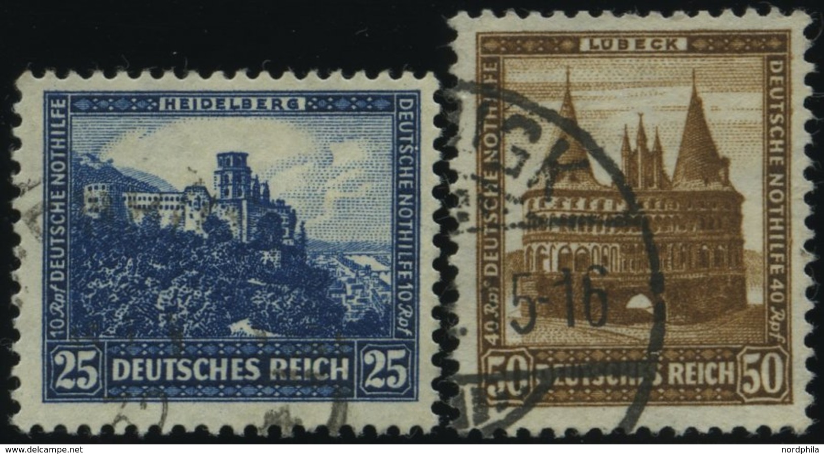 Dt. Reich 461/2 O, 1931, 25 Und 50 Pf. Nothilfe, Normale Zähnung, 2 Prachtwerte, Mi. 140.- - Usati