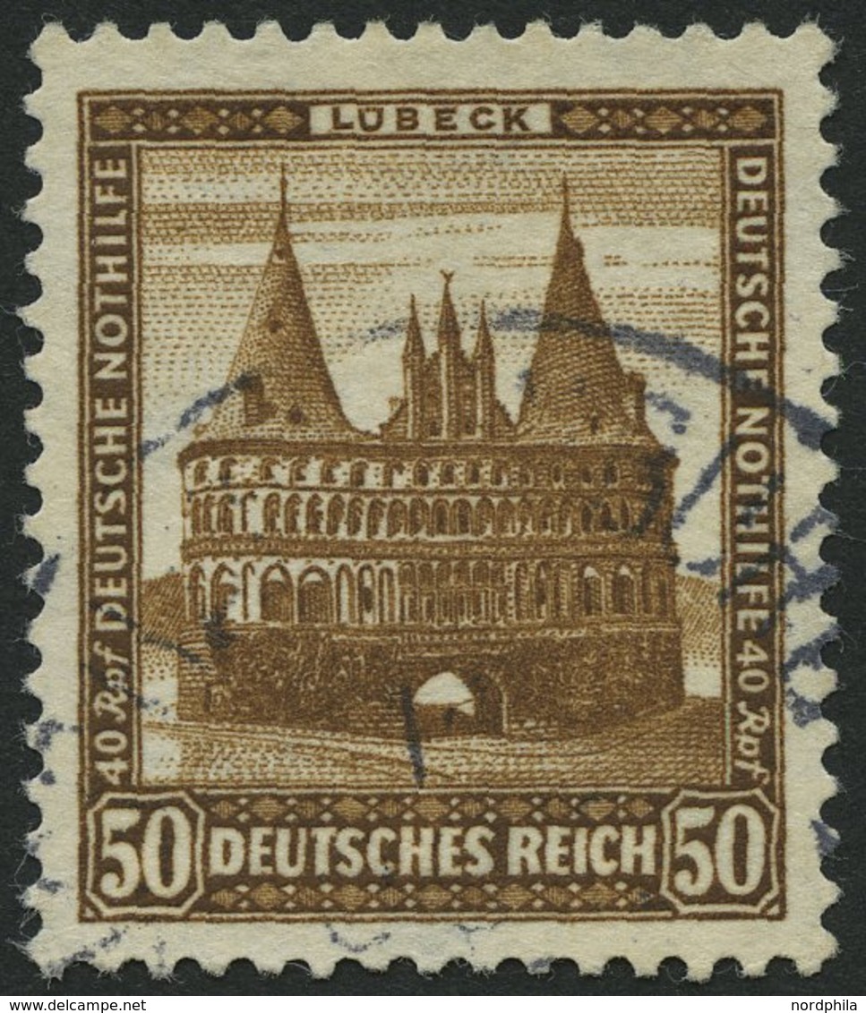 Dt. Reich 462 O, 1931, 50 Pf. Lübeck, Holstentor, Pracht, Mi. 100.- - Gebraucht