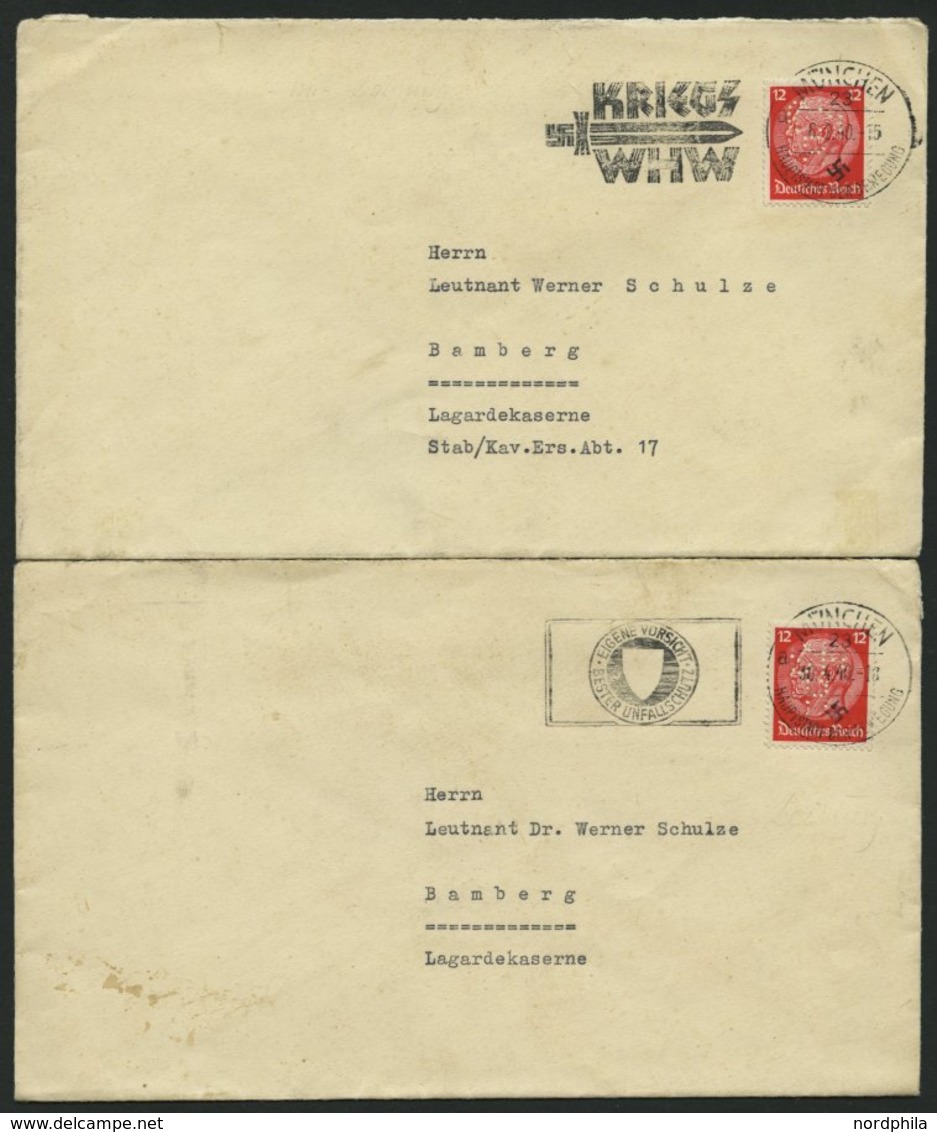 Dt. Reich 513,519 BRIEF, 1943, 3 Und 12 Pf. Hindenburg, 4 Belege Mit Lochungen: LH, LVA Und C.H.B., Pracht - Altri & Non Classificati