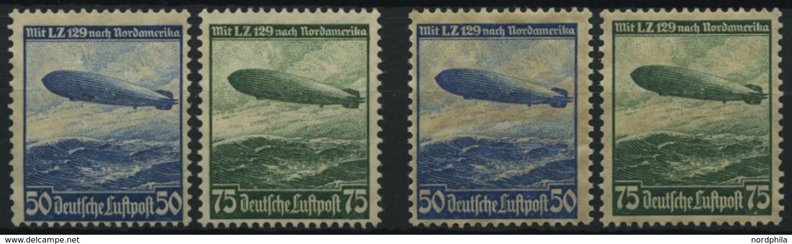 Dt. Reich 606/7X,Y (*),* , 1936, Luftschiff Hindenburg, Beide Wz., 4 Prachtwerte, Mi. 105.- - Altri & Non Classificati