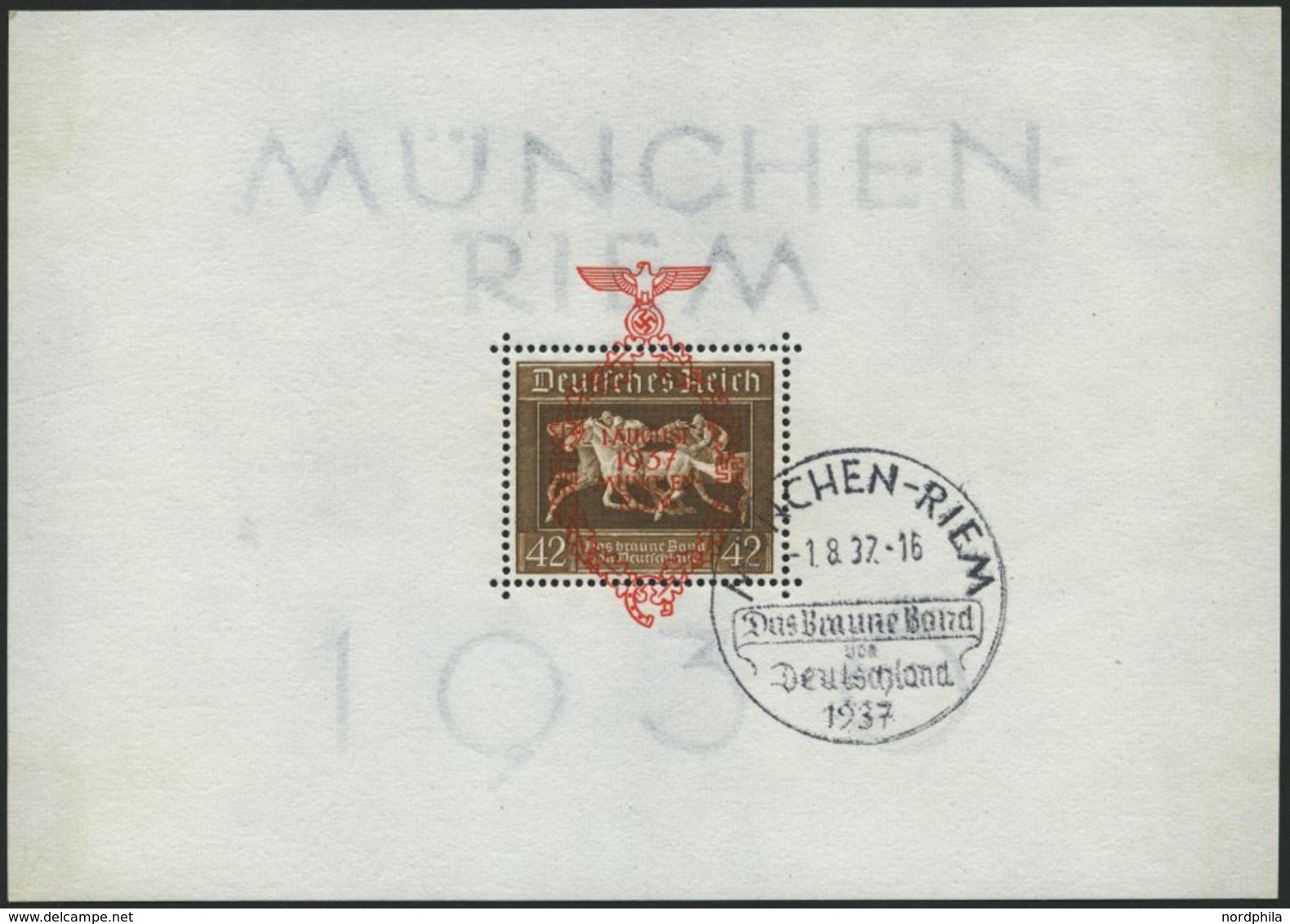 Dt. Reich Bl. 10 O, 1937, Block München-Riem, Ersttags-Sonderstempel, Pracht, Mi. (130.-) - Autres & Non Classés