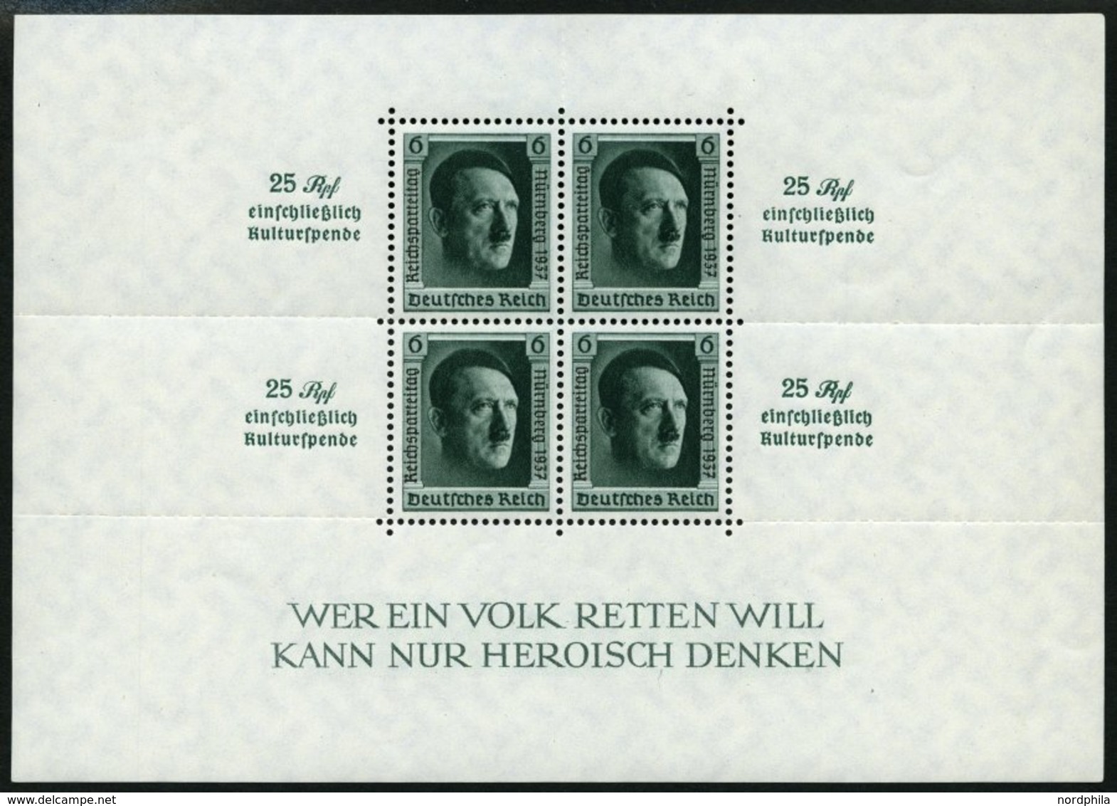 Dt. Reich Bl. 11 **, 1937, Block Reichsparteitag, Pracht, Mi. 320.- - Autres & Non Classés