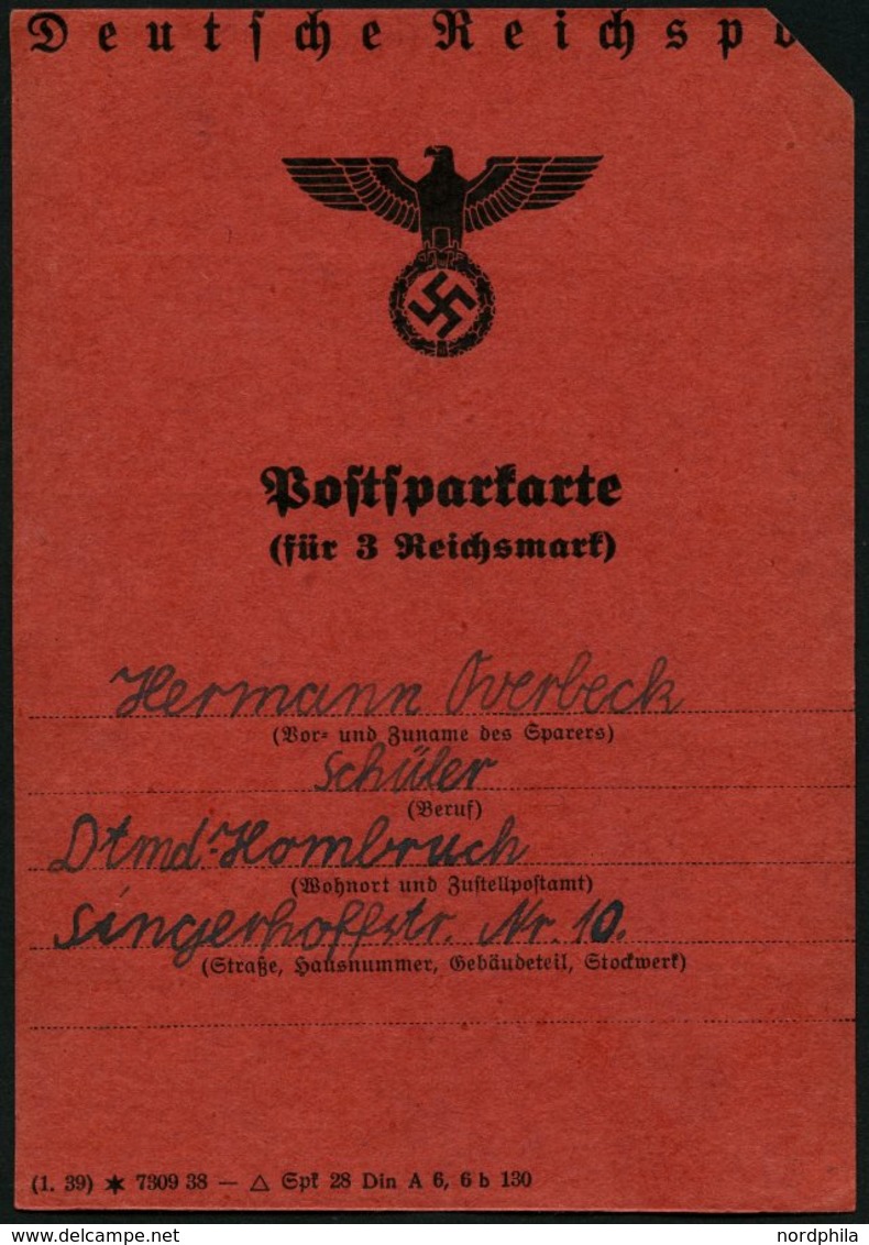 Dt. Reich 787 BrfStk, 1941, Postsparkarte (geteilt, Ränder Verkürzt), Frankiert Mit 40x 10 Pf. Hitler, Feinst - Autres & Non Classés