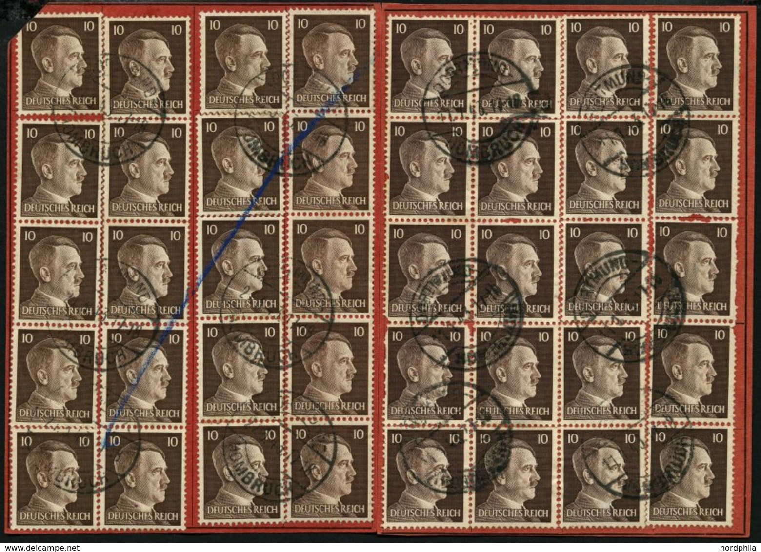 Dt. Reich 787 BrfStk, 1941, Postsparkarte (geteilt, Ränder Verkürzt), Frankiert Mit 40x 10 Pf. Hitler, Feinst - Altri & Non Classificati