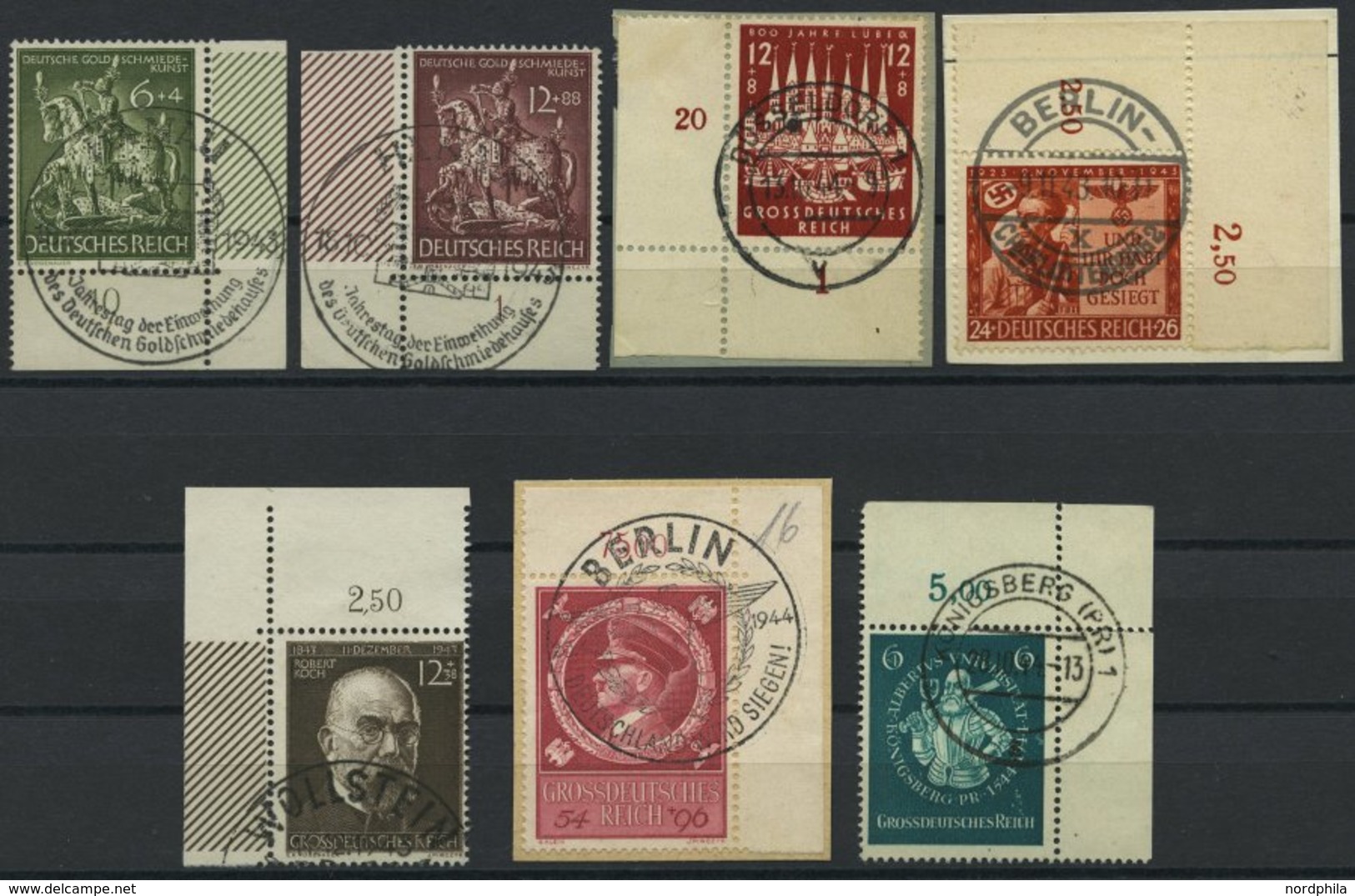 Dt. Reich 860-64,87,96 O,BrfStk , 1943/4, 7 Bogenecken, Pracht - Autres & Non Classés