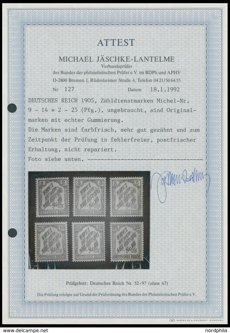 DIENSTMARKEN D 9-14 **, 1905 Baden, Postfrischer Prachtsatz, Fotoattest Jäschke-L., Mi. 1100.- - Servizio